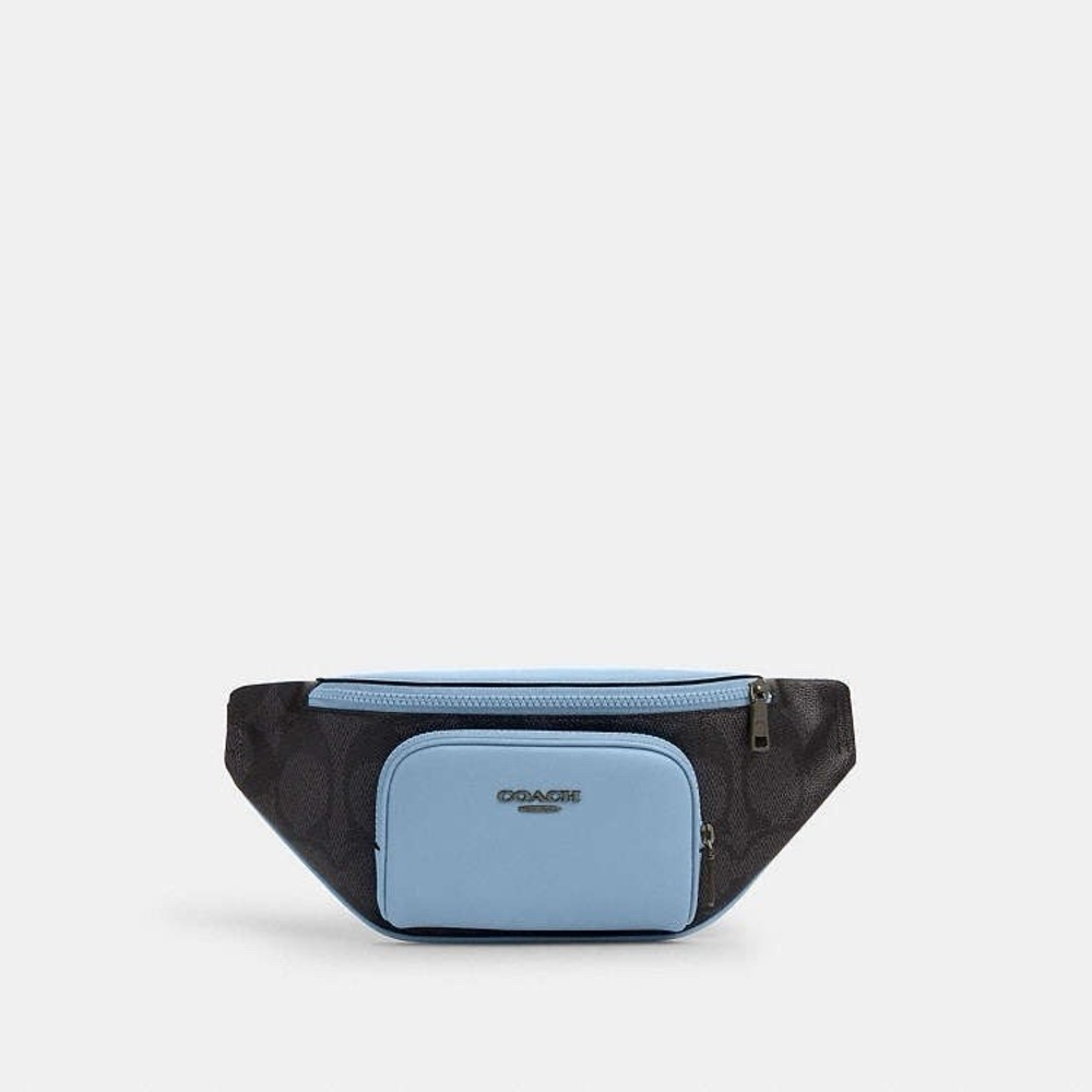 Coach Racer Small Belt Bag Blue And Black Leather $328 Satchel Purse - Picture 2 of 11